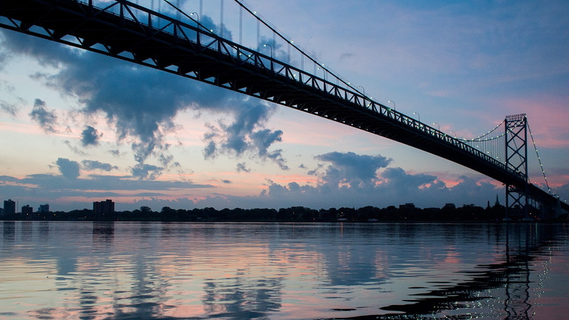 bridge, Ambassador Bridge, 720P, suspension bridge, river, landscape