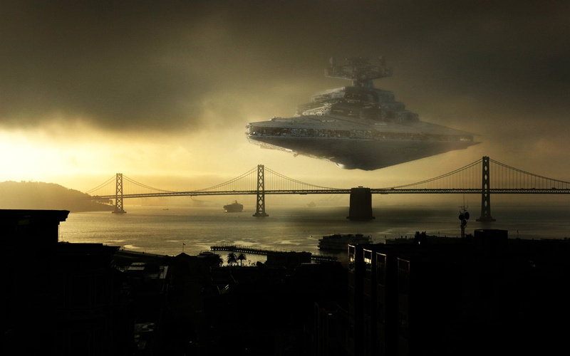 San Francisco, tourism, Star Destroyer, nature, bridge, city, outdoors, suspension bridge, architecture, water, connection, Star Wars, bridge - man made structure