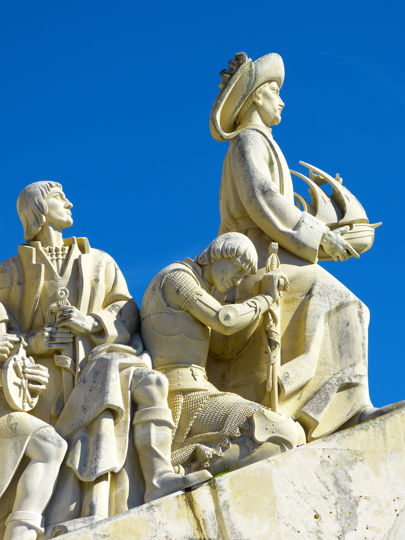sunlight, portugal, monument, statue, architecture, padrão dos descobrimentos, sculpture, history, sky, lisbon, clear sky, the past, representation, henry of the navigator