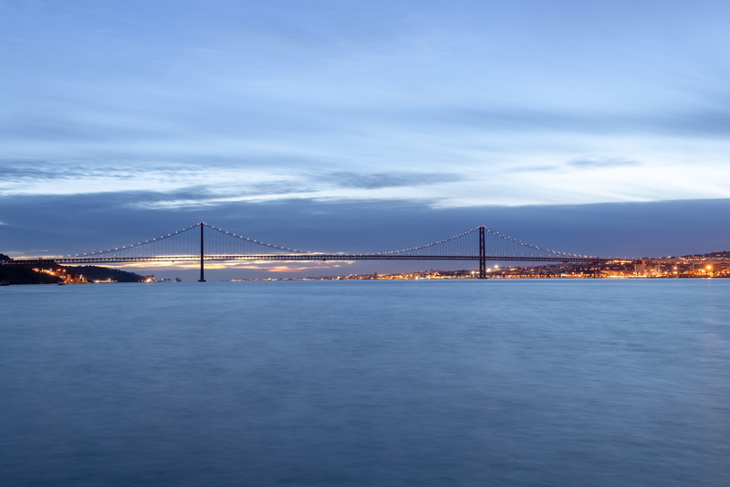 travel, cityscape, travel destinations, 4K, sea, building exterior, nature, illuminated, connection, transportation, tejo, suspension bridge, cloud - sky