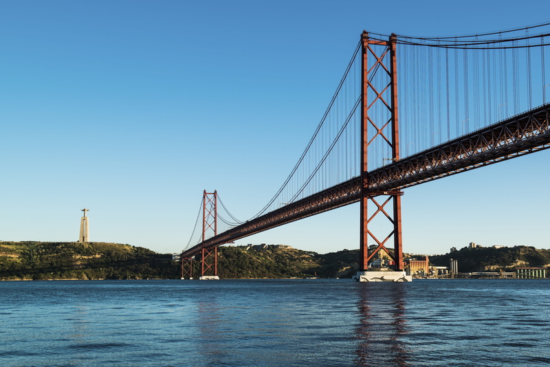 tourism, travel, panorama, transportation, places of interest, water, no people, city, sailboat, bridge, abendstimmung, abril, architecture, port, suspension bridge