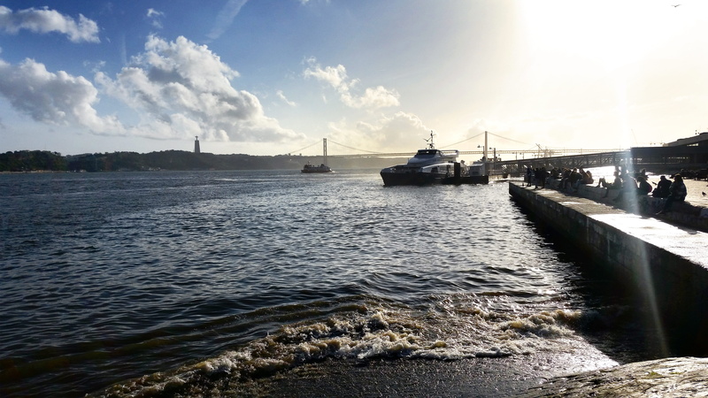 lisbon, bay, transportation, boat, built structure, lisboa, ponte, tejo, portugal, mode of transportation, architecture, nautical vessel, sunlight, water