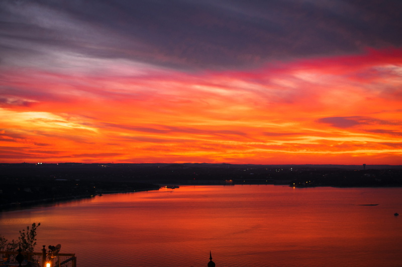 orange color, scenics - nature, united states, sky, color, beauty in nature, sundown, water, austin, tranquil scene, no people, idyllic, sunset, texas