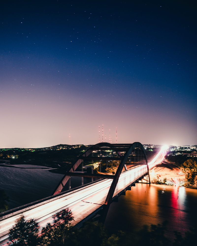  dusk, city, lighting Equipment, cityscape, bridge, lake, photography, river, long Exposure, street, sunset, austin, illuminated