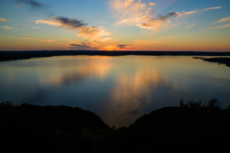 sky, reflection, outdoors, tranquility, relax, cloud - sky, scenic, Water, non-urban scene, tree, 5K, tranquil scene, Lake Travis, nature, no people, idyllic