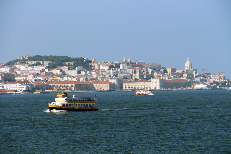 clear sky, City, portugal, famous Place, urban Scene, harbor, tourism, Tejo, mode of transportation, nautical Vessel, passenger craft, travel destinations