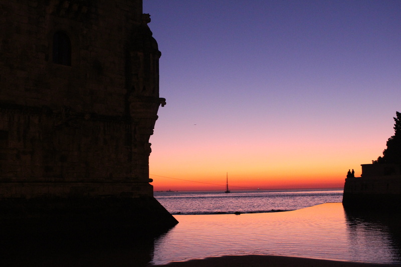history, unesco, tourism, beauty in nature, belem, silhouette, european, purple, historic, tranquil scene, portugal, romantic, waterfront, tranquility