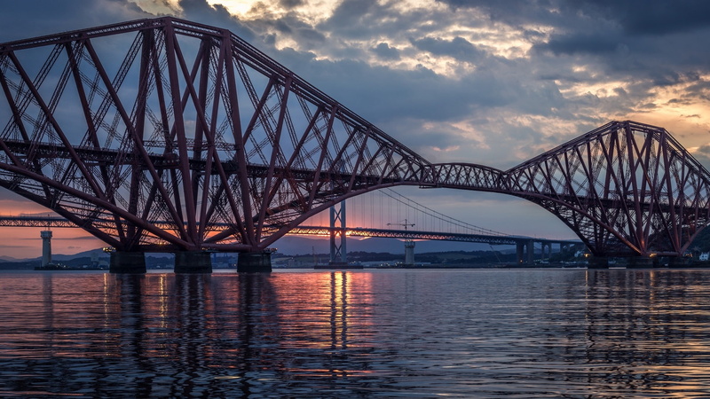 United, River, Scotland, Night, suspension, Kingdom, 1080P, forth, Bridge, black, metal