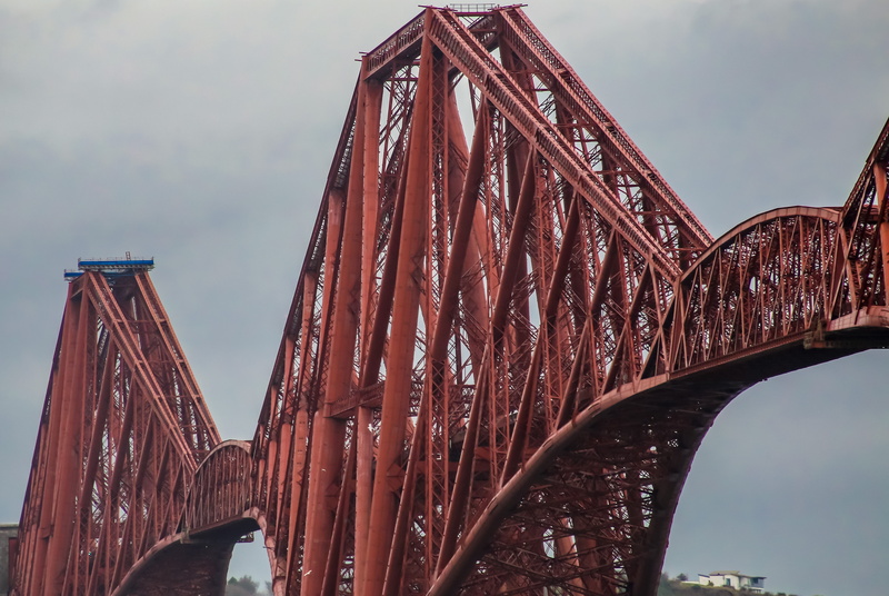 scotland, connection, red, long, cloud - sky, south queensferry, travel, outdoors, city, arch, low angle view, bridge, forth rail bridge, 8K, built structure