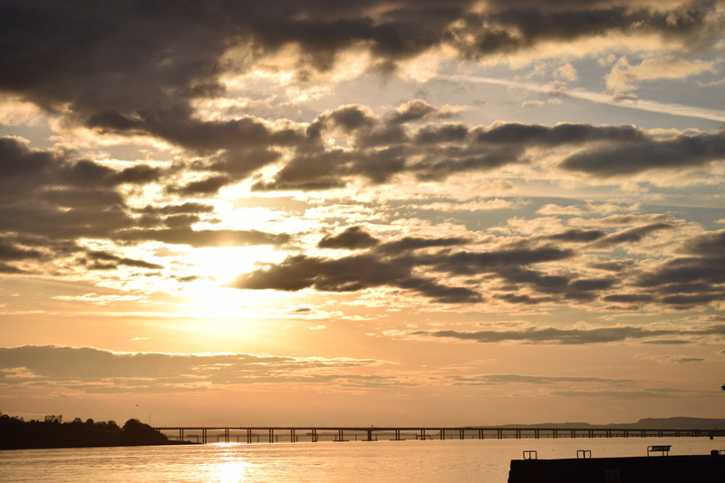 reflection, dundee, nature, dusk, idyllic, sky, tranquil scene, tranquility, waterfront, scenics - nature, forth road bridge, river, bridge, cloud - Sky