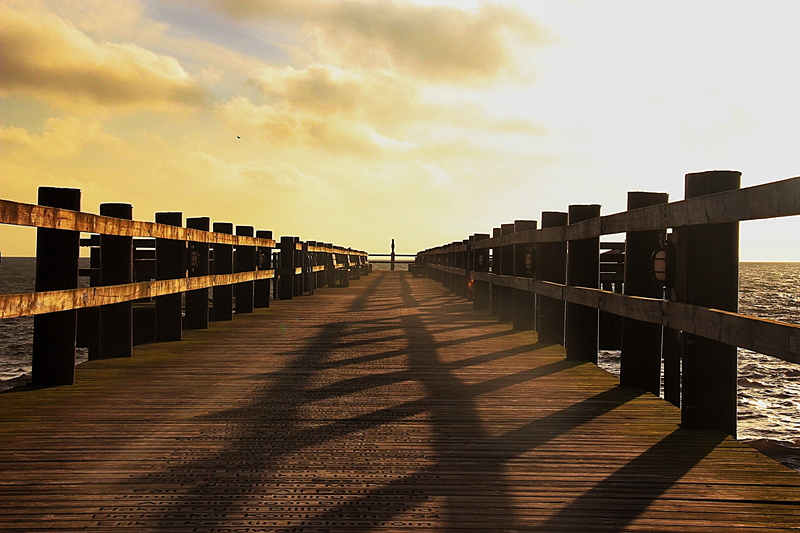 brown, pier, Shadows, beach, sky, havet, jetty, shadow, sea, outdoors, wooden, Trelleborg, docking, 5K, wood - Material, nature, boat