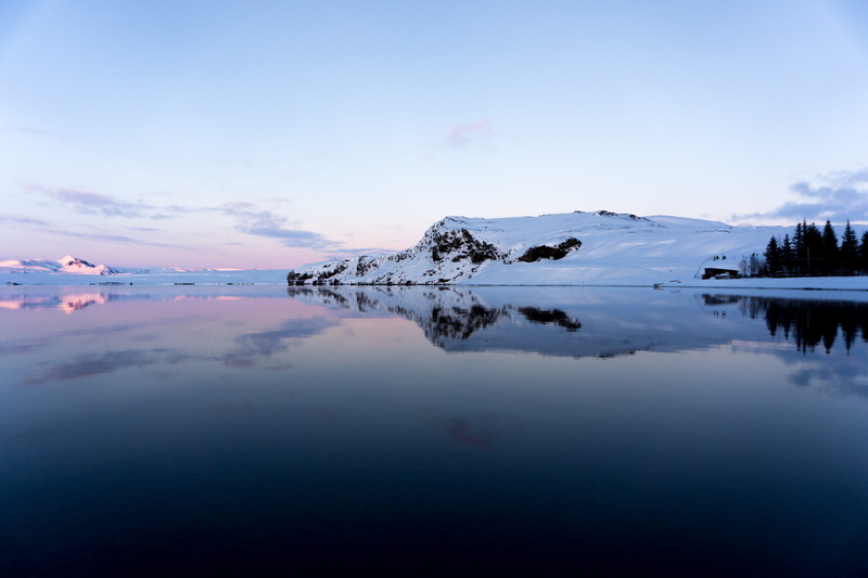 lagoon, body of water, outdoors, tranquil Scene, sunset, covered, white clouds, day, winter, mountain, snowcapped mountain, hill, wide, angle, scenics