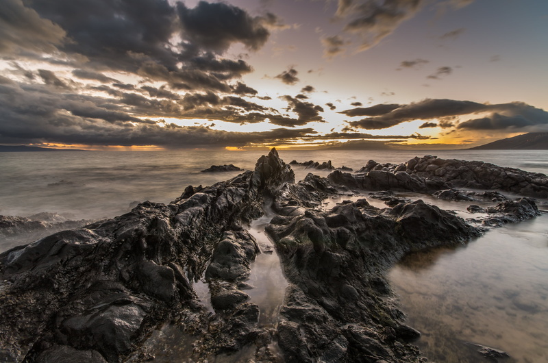 panoramic view, Blau, Meer, sky, Charley Young, view, dusk, sea water, rock - Object, sunset, mountain, LongExposure, 4K, beauty In Nature, panoramic
