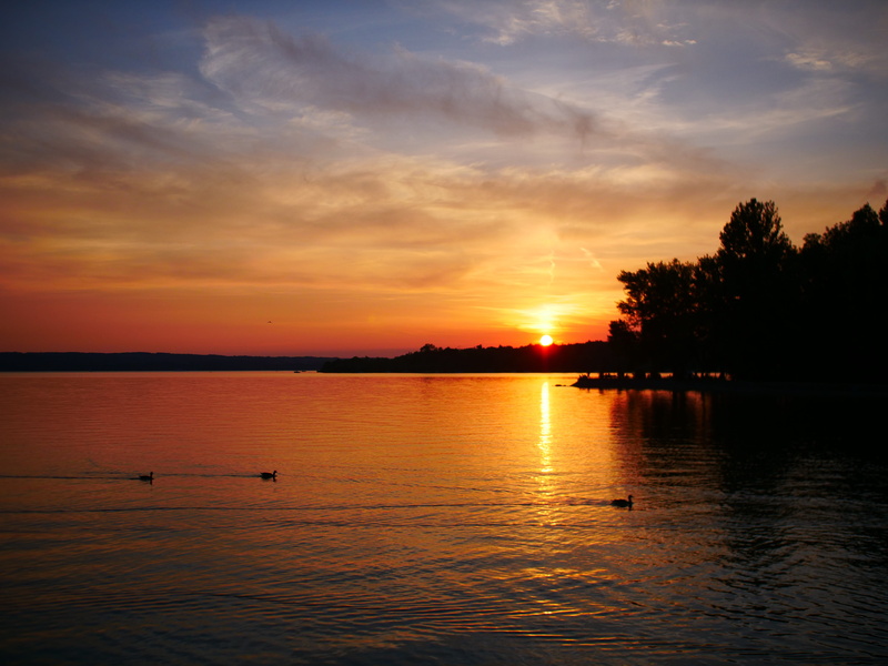 romantic, 5K, bavaria, scenics - nature, tranquility, tree, ammersee, outdoors, idyllic, sun, lake, sunset, sky, munich, sunlight, no people, beauty in nature