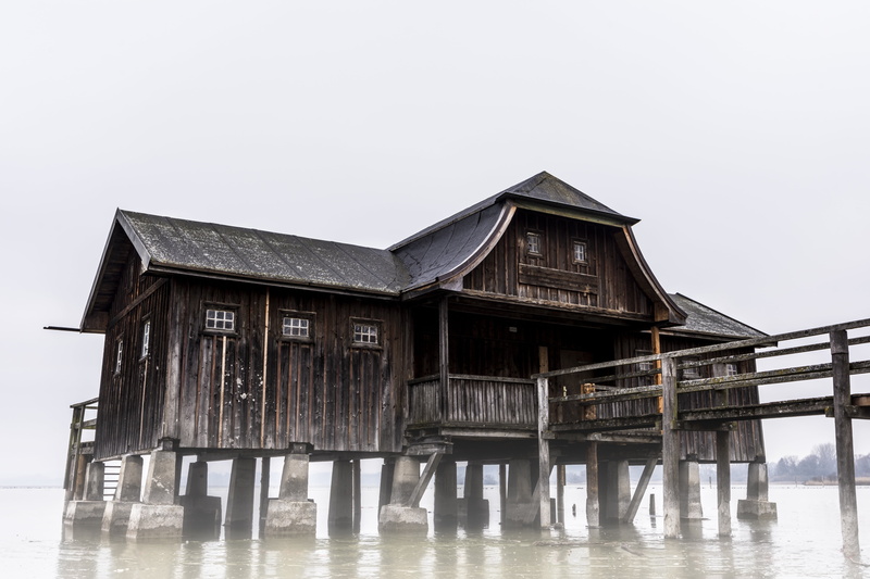 day, history, wood - material, frozen, stalk, stilt house, web, bavaria, holiday, old, home, residential district, clear sky, romantic, stilt houses, built structure
