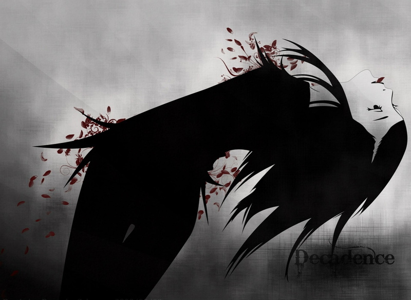 void, depression, black dress, Decadence, grey background, 1080P