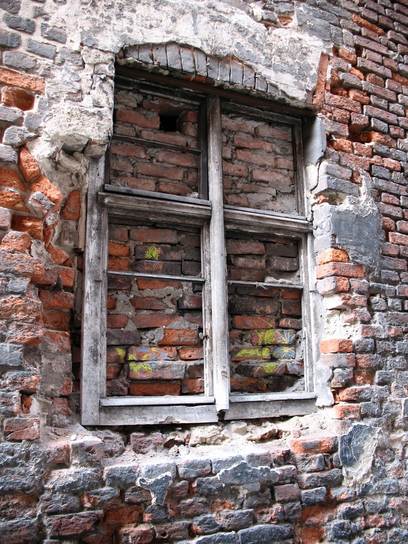 Window, building, stone wall, built structure, Lake Dusia, low angle view, old window, house, brick wall, abandoned, decline, damaged, building exterior