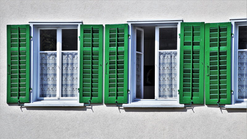 nature, closed, sunny, old window, the stones, at the court of, green color, wooden, pane, building, village, protection, old, 5K, open, the structure of the