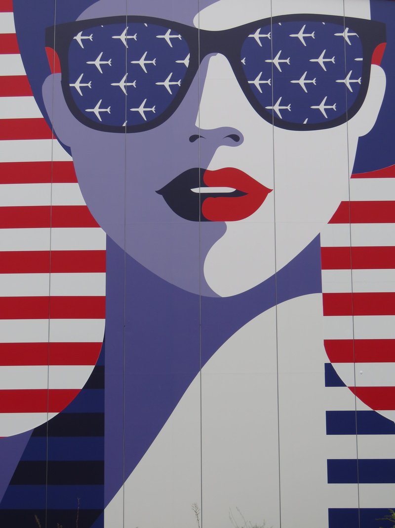 in honor of air berlin, united, usa, to honor, states of america, shape, lips, flag, aircraft, woman, white color, painting, new york, glasses, white, representation