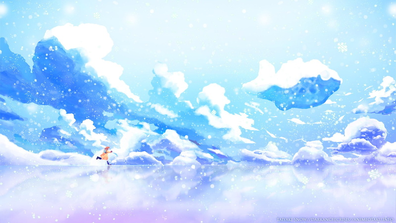 anime, low angle view, day, no people, nature, snow, tranquil scene, leisure activity, environment, beauty in nature, tranquility, lens flare, cloud - sky