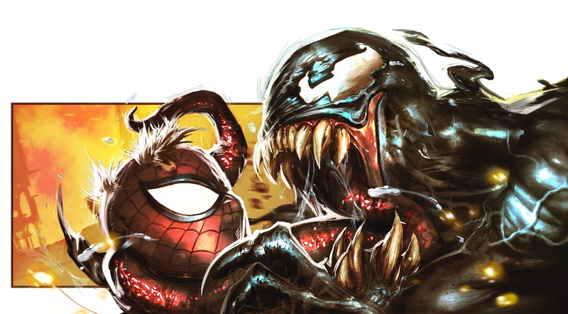 Venom, creativity, carousel, disguise, male likeness, indoors, amusement park ride, Drawing, spider, human representation, animal wildlife, female likeness