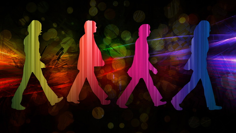 fun, digital composite, real people, pink color, digital art, leisure activity, colorful, The Beatles, green color, lifestyles, people, music, glowing