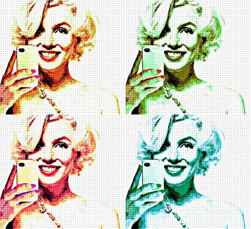 portrait, close-up, digital composite, fear, emotion, looking at camera, smiling, young women, digital art marilyn monroe popart artwork model ico icon women selfies photography