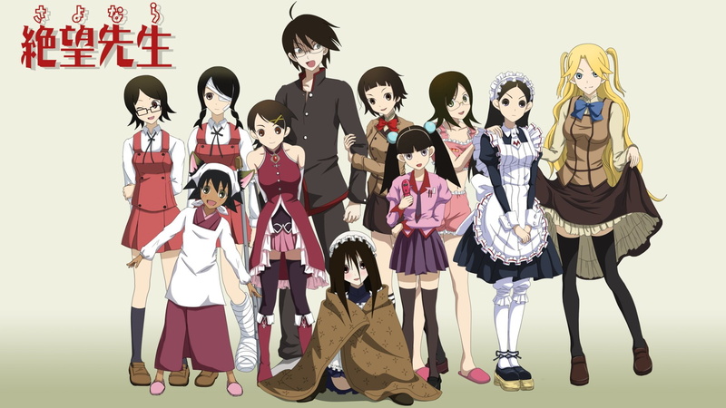 1080P, Crossover, Anime, Monogatari (Series), Hidamari Sketch, Sayonara Zetsubou-Sensei, Puella Magi Madoka Magica, Maria Holic