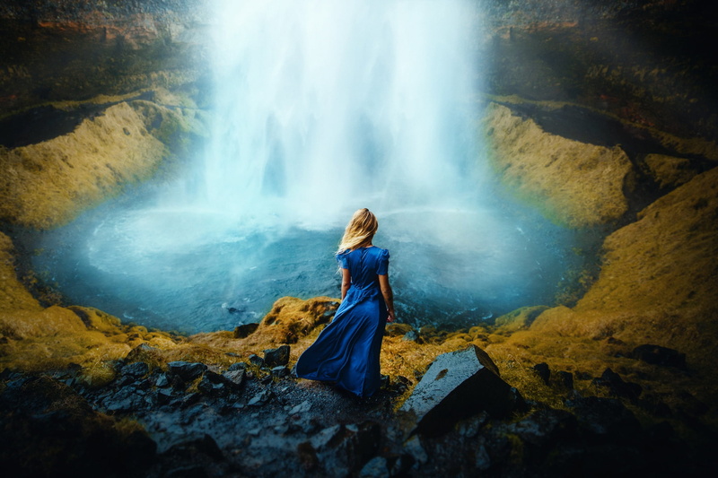 hairstyle, power in nature, one person, waterfall, lifestyles, hair, full length, blonde, rock - object, outdoors, scenics - nature, beauty in nature, Ronny Garcia