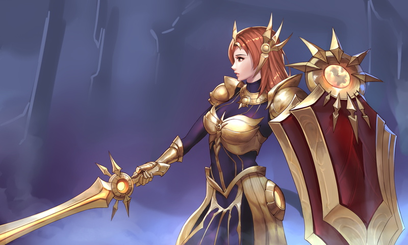 League of Legends, illustration, 8K, artwork, Leona, women, Leona (League of Legends), video games, video game girls, digital art, Azto Dio, drawing, fan art