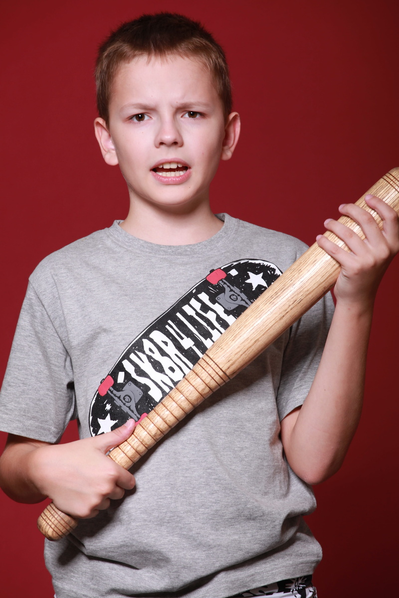 electric guitar, teen, standing, outraged, baseball bat, angry, front view, one person, wall, men, baseball, offspring, 4K, anger, indoors, childhood