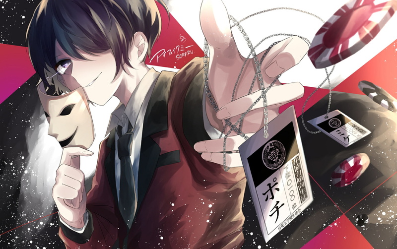 Male, mask, tie, gambling, Utaite, anime boys, smiling, 1080P, Kakegurui, anime