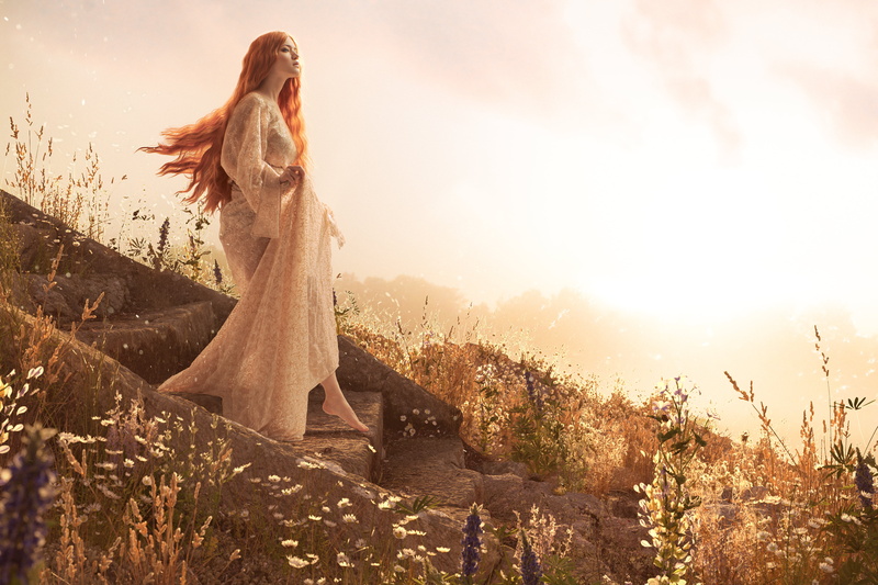 plants, long hair, women, Lada Lyumos, cosplay, redhead, dress, model, 5K
