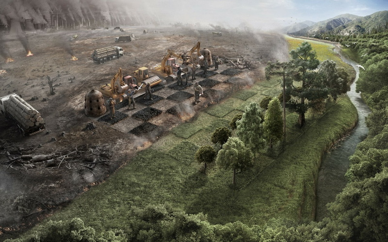 720P, chess, nature, digital art