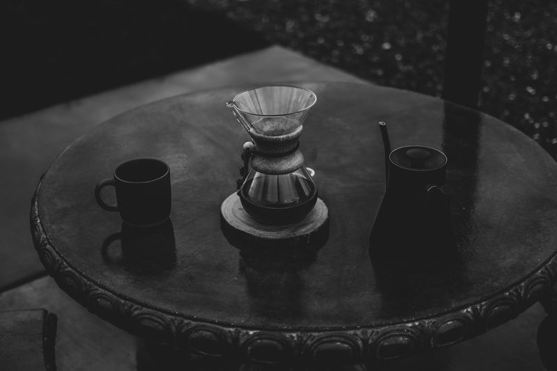 furniture, dish, household equipment, saucer, close-up, oil lamp, coffee cup, kitchen utensil, silver colored, pottery, wooden, 5K, tabletop, coffee, meal