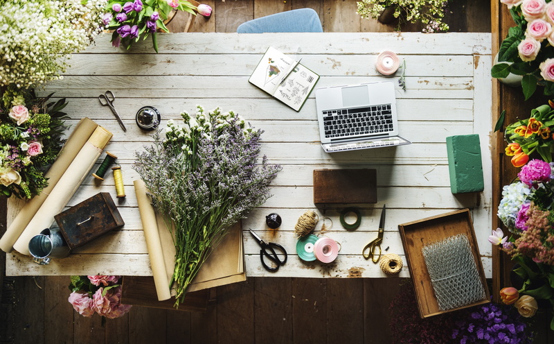 Decoration, publication, Plants, flower arrangement, scissors, outdoors, Fresh, Laptop, Natural, potted plant, freshness, flower, high angle view, florist