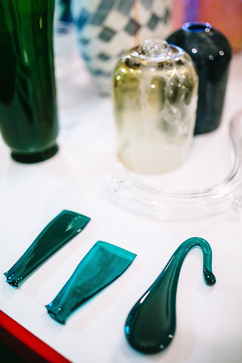 drinking Glass, bottle, glass, crockery, food and drink, handmade, restaurant, container, salt shaker, Italy, islands, Murano, high angle view, household equipment