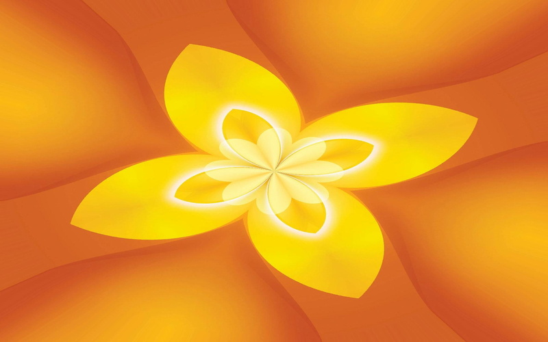flower, 4-leaf-clover, 3d-and-cg, yellow, fractal, abstract, 1080P