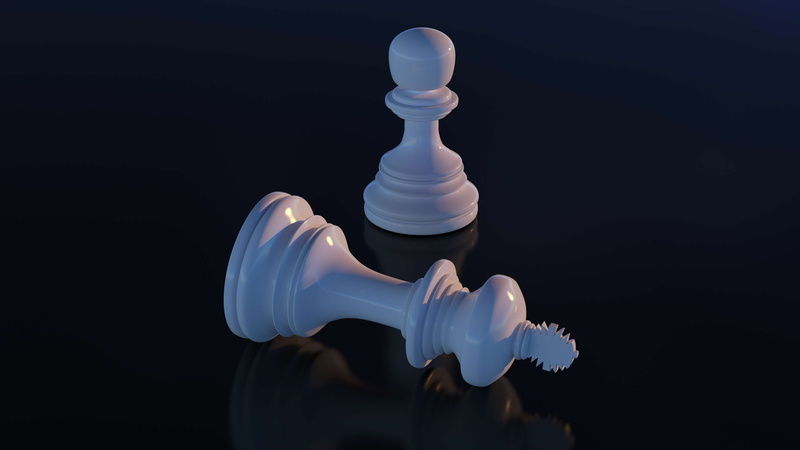 studio shot, beat, creative, chess piece, black background, dark, 4K, white, illuminated, model, blue sky, shadows, blue light, creativity, king - chess piece