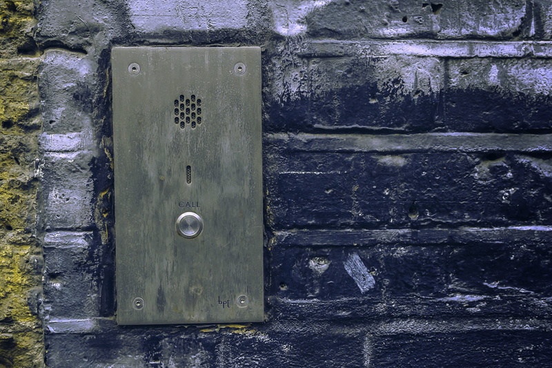 photo, grey, no people, electricity, metal, button, safety, textured, speaker, wall, concrete, power supply, doorbell, bell, push button, mounted, gray