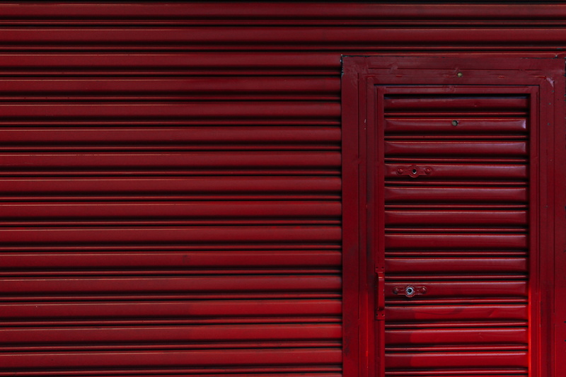 pattern, shutter, red, door, metal, iron, protection, full frame, safety, corrugated, textured, day, backgrounds, security, closed, built structure, wood - material