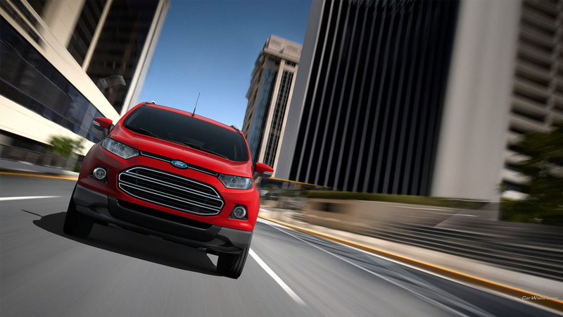 street, built structure, Ford, red, building exterior, architecture, transportation, city, day, suv, Ford EcoSport, road, red cars, on the move, vehicle