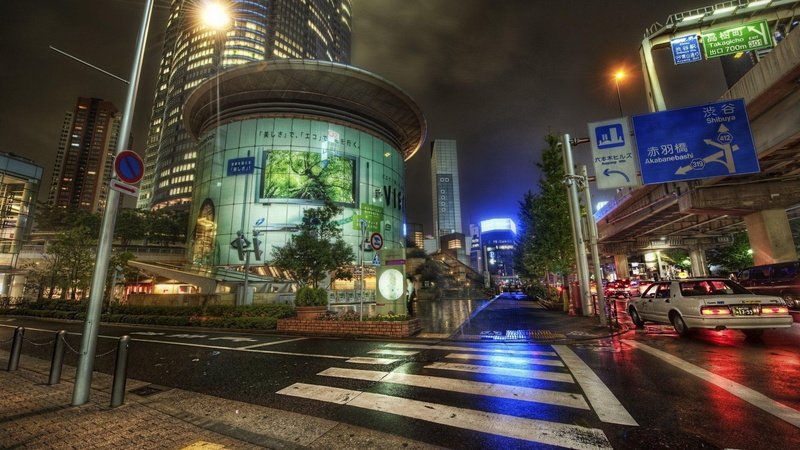 billborads, street, 1080P, corner, tokyo, nature and landscapes, night, street signs