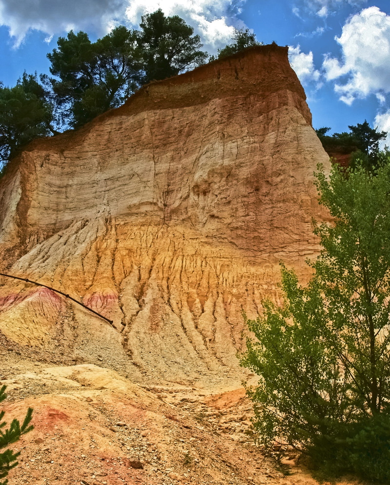 sandstone, ochre, 1080P, landscape, travel destinations, tree, nature, france, earth, provence, nature and landscape, color, eroded, climate, rock - object