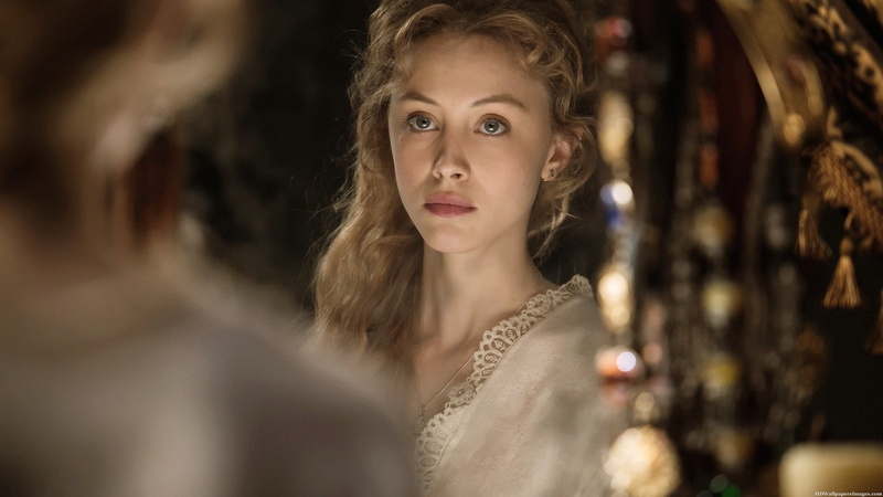 looking at camera, Dracula Untold, 1080P, Sarah Gadon, indoors, long hair, selective focus, beauty, hairstyle, portrait, headshot, young adult, looking