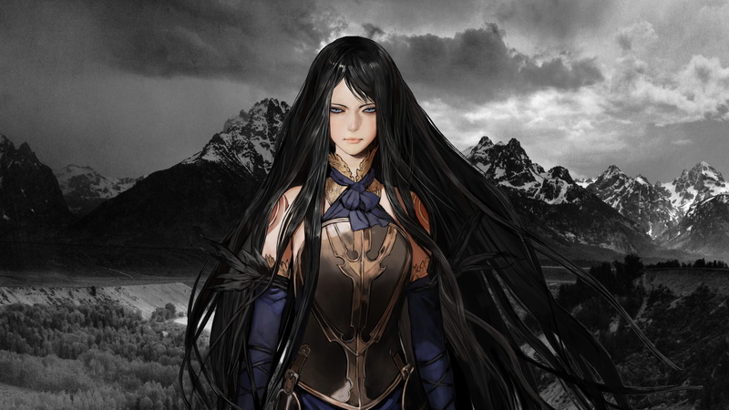 beautiful woman, adult, portrait, outdoors, one person, sky, young adult, hairstyle, fashion, long hair, environment, hair, clothing, evil, nature, video games video game girls fantasy art castlevania castlevania order of ecclesia shanoa castlevania black hair mountain