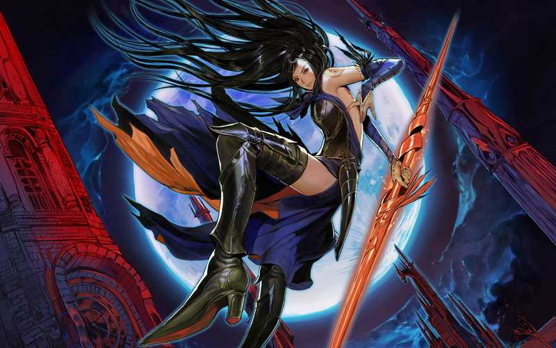 castlevania, jump, order of ecclesia, weapons, girl, the moon, 1080P, shanoa