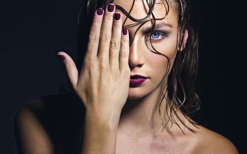 hands, women, 1080P, painted nails, face