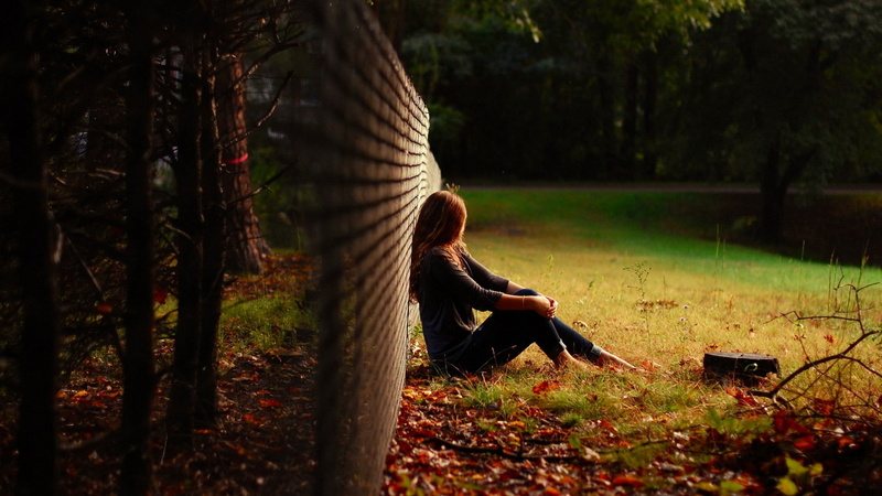 fence, forest, beautiful girl, 1080P, beautiful, girl, wide, lonely