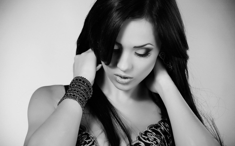 lovely, black, white, girl, 720P